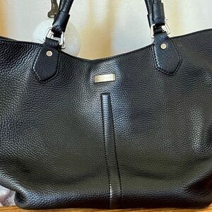 Black Pebbled Leather Cole Haan Satchel Shoulder Strap